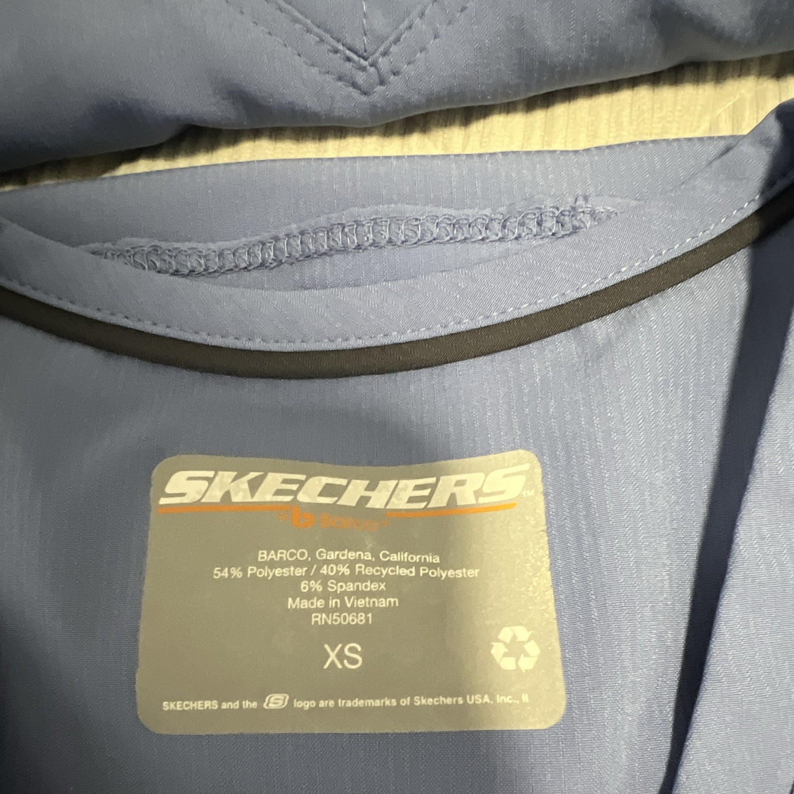 SKECHERS Medical Scrub Set XS Blue Solid Woven Polyester/Spandex Unisex
