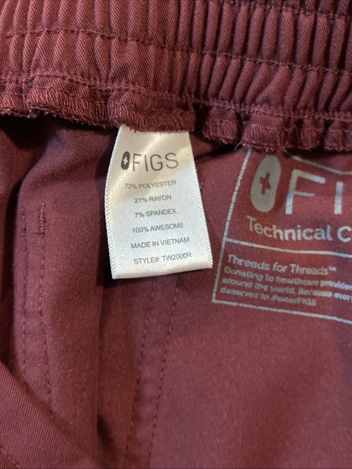 Figs Scrubs Yola Skinny Pants Women XS Burgundy Style# TW2000R Nurse Doctor ER