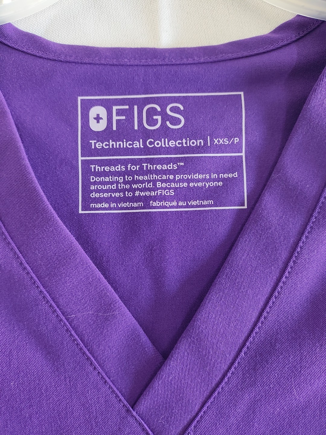 Figs Catering Technical Collection Scrub Top One Pocket Purple Dawn Size XXS