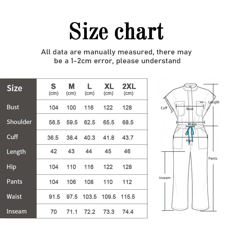 Women’s Wide-Leg Scrub Jumpsuit with Zipper & Comfortable Fit – Medical Style