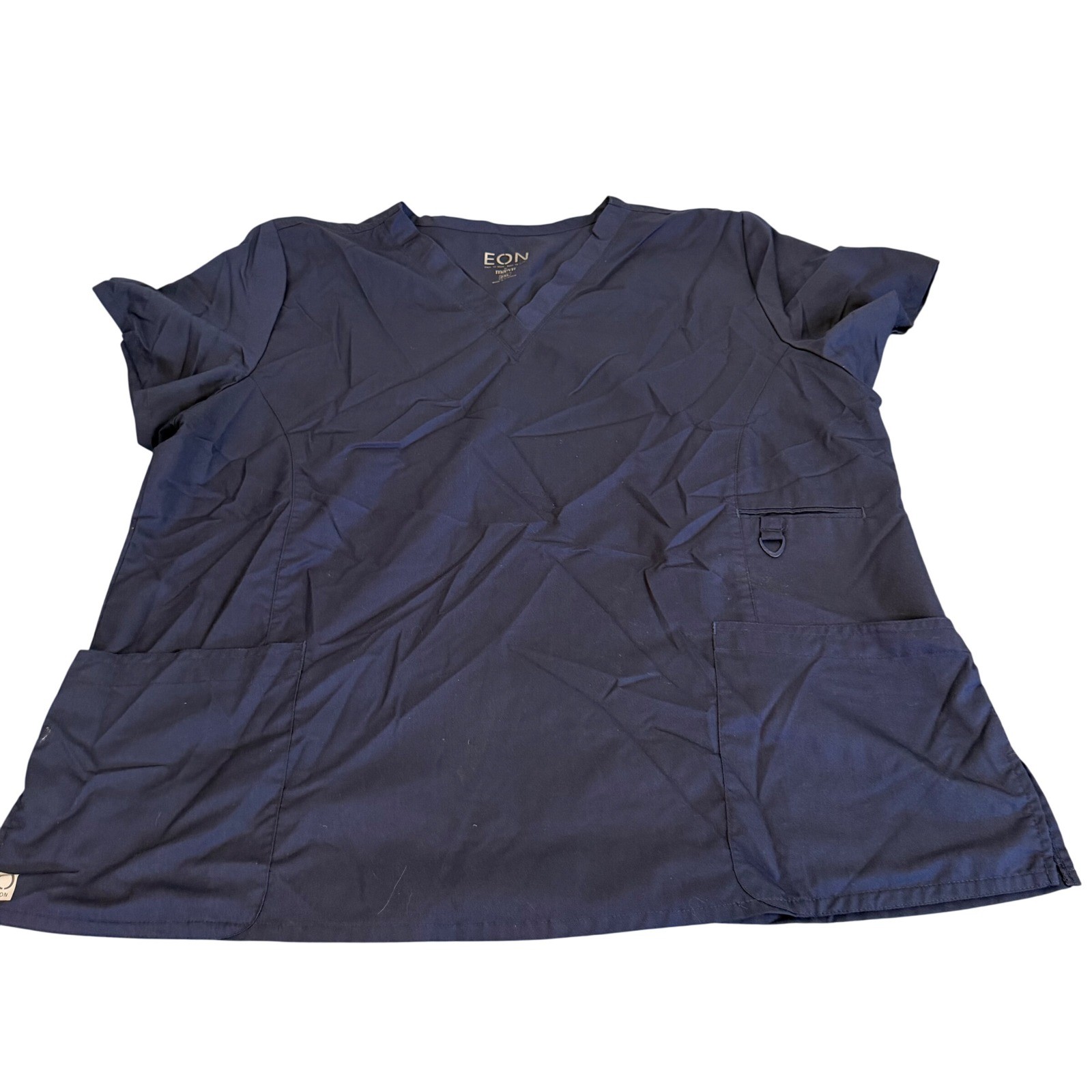 EON by Maevn Navy Blue V-Neck Scrub Top Womens 2XL Short Sleeve Utility Pockets