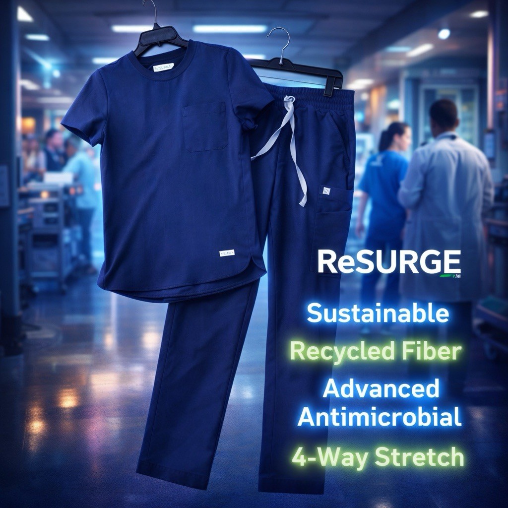 🩺 ReSurge Antimicrobial Sustainable Scrub Set Navy | Small Top XS Pants 👩‍⚕️