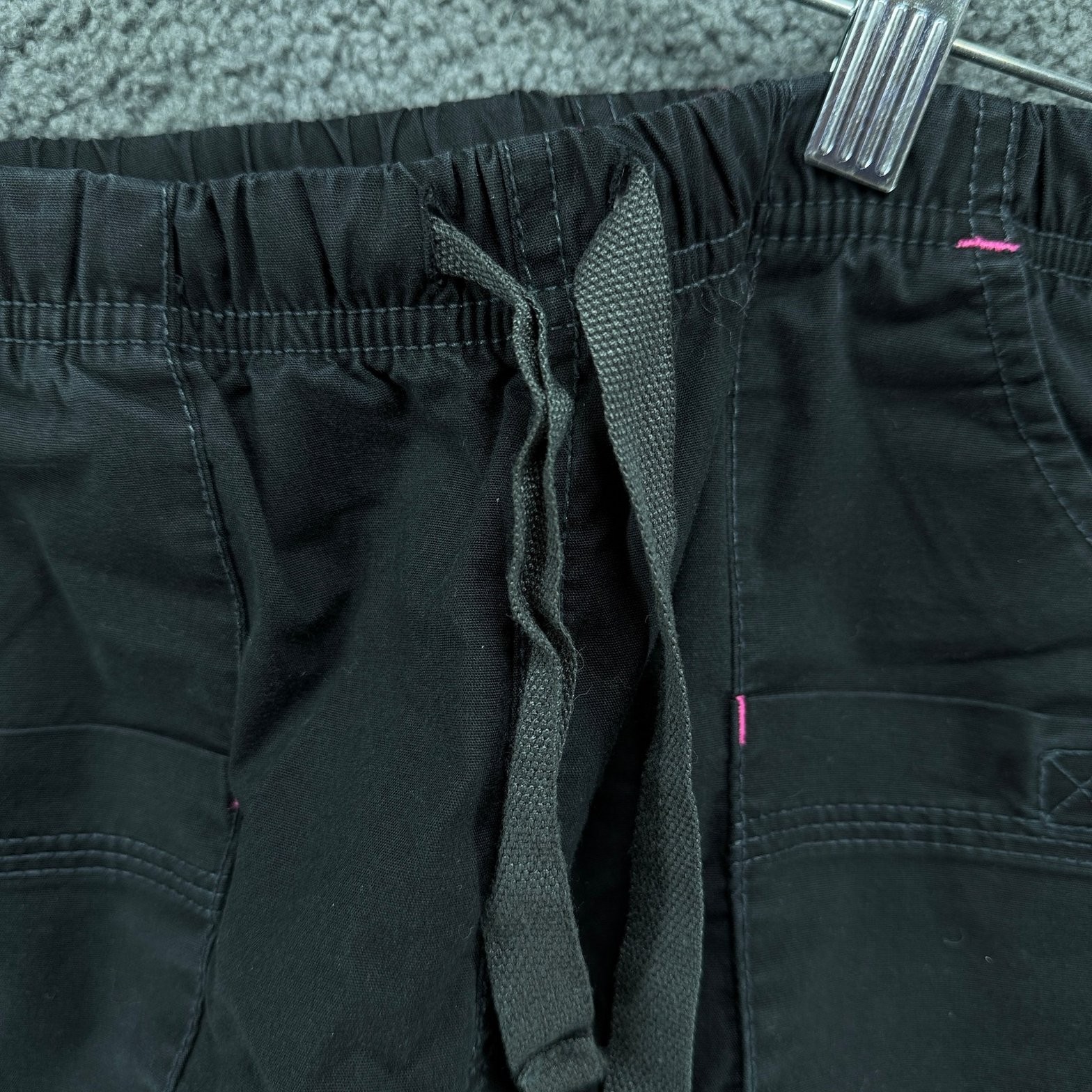 Wonderwink Wonder Flex Cargo Scrub Set Women S Black Pink Stretch V-Neck Medical