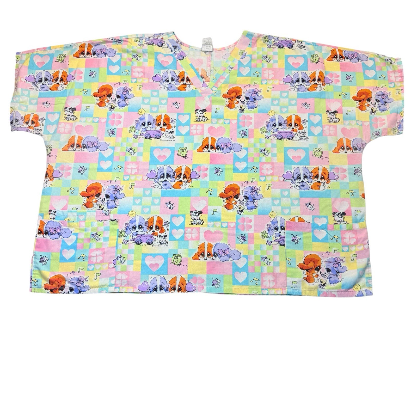 Sad Sam & Honey Scrub Top Womens 4XL Puppy Dog Print Y2K Nurse