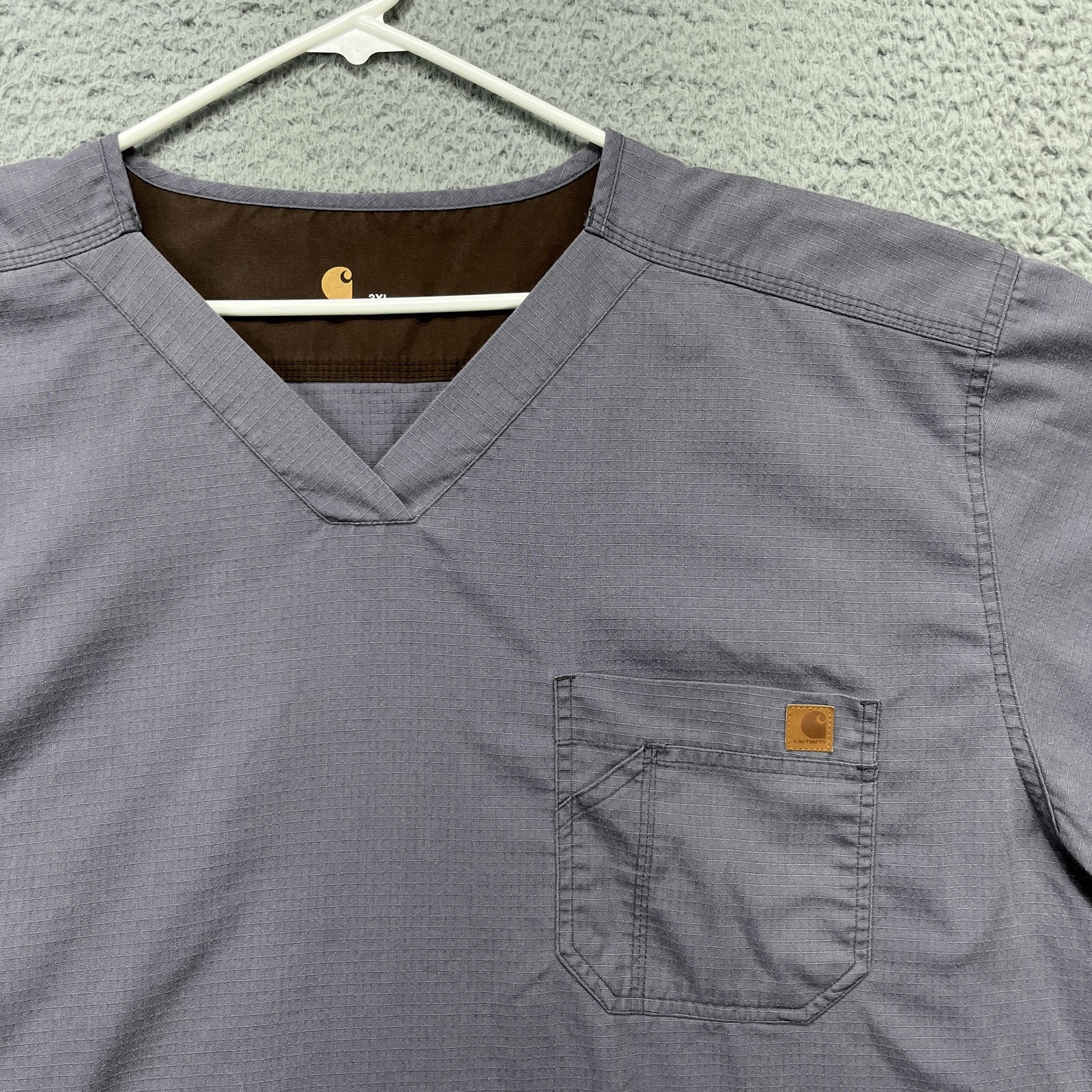 Carhartt Scrub Top Shirt Mens 3XL Gray Ripstop Workwear Pocket Medical Uniform