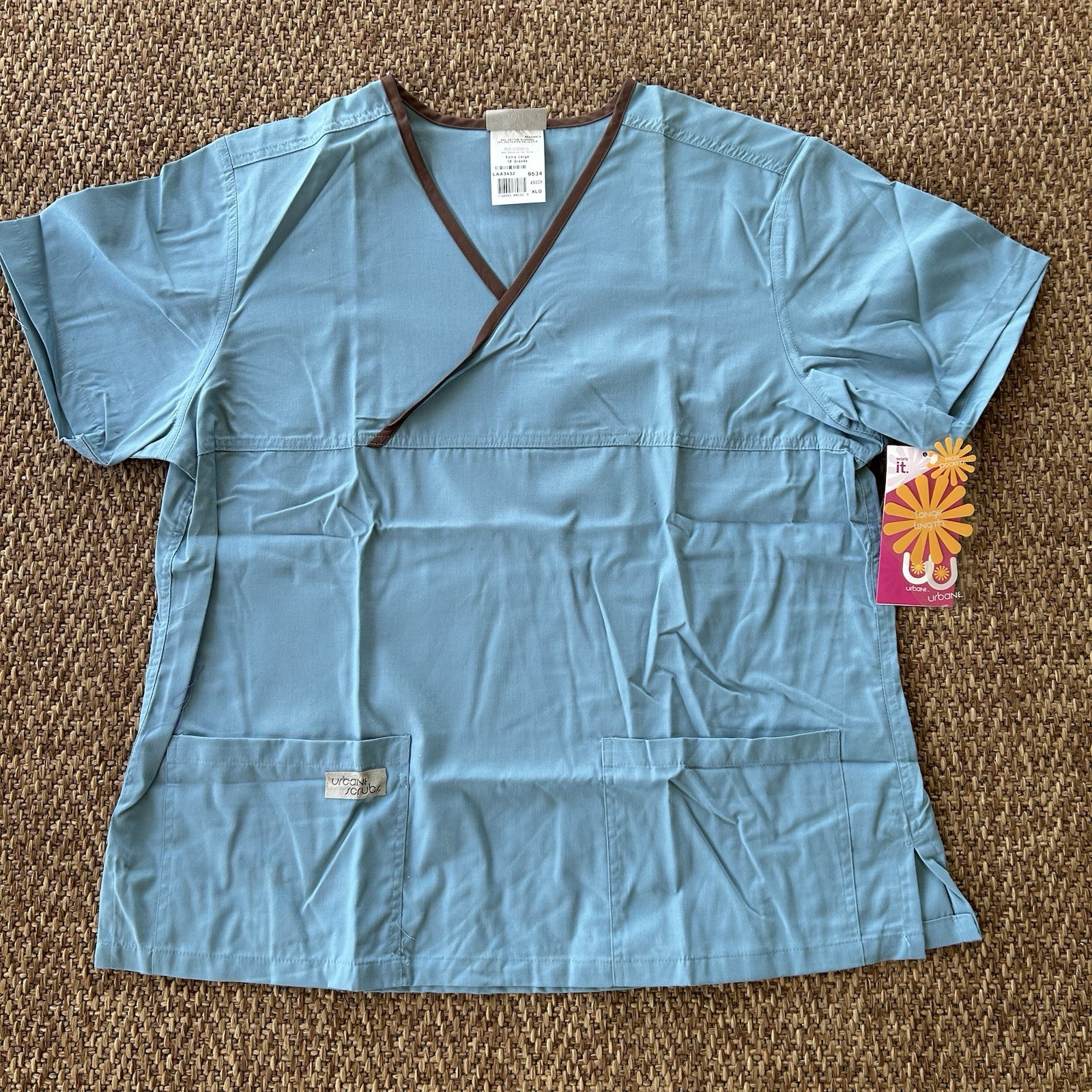 NWT Urbane Ultimate Crossover Scrub Top Medical Uniform XL Aqua Steel 9534 1X