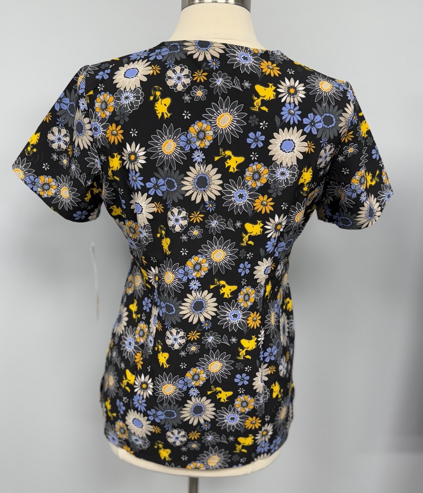 NWT Peanuts Snoopy Scrub Top 2X Black Woodstock Scrubs Cherokee Tooniforms
