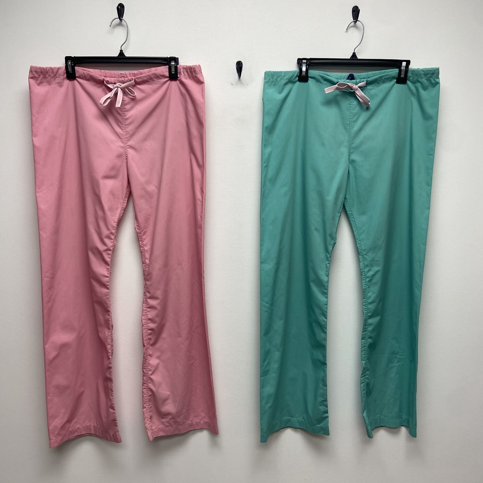 Blue Sky Scrubs Pants Womens Pink Green Cotton Blend USA Small Tall ST Lot of 2