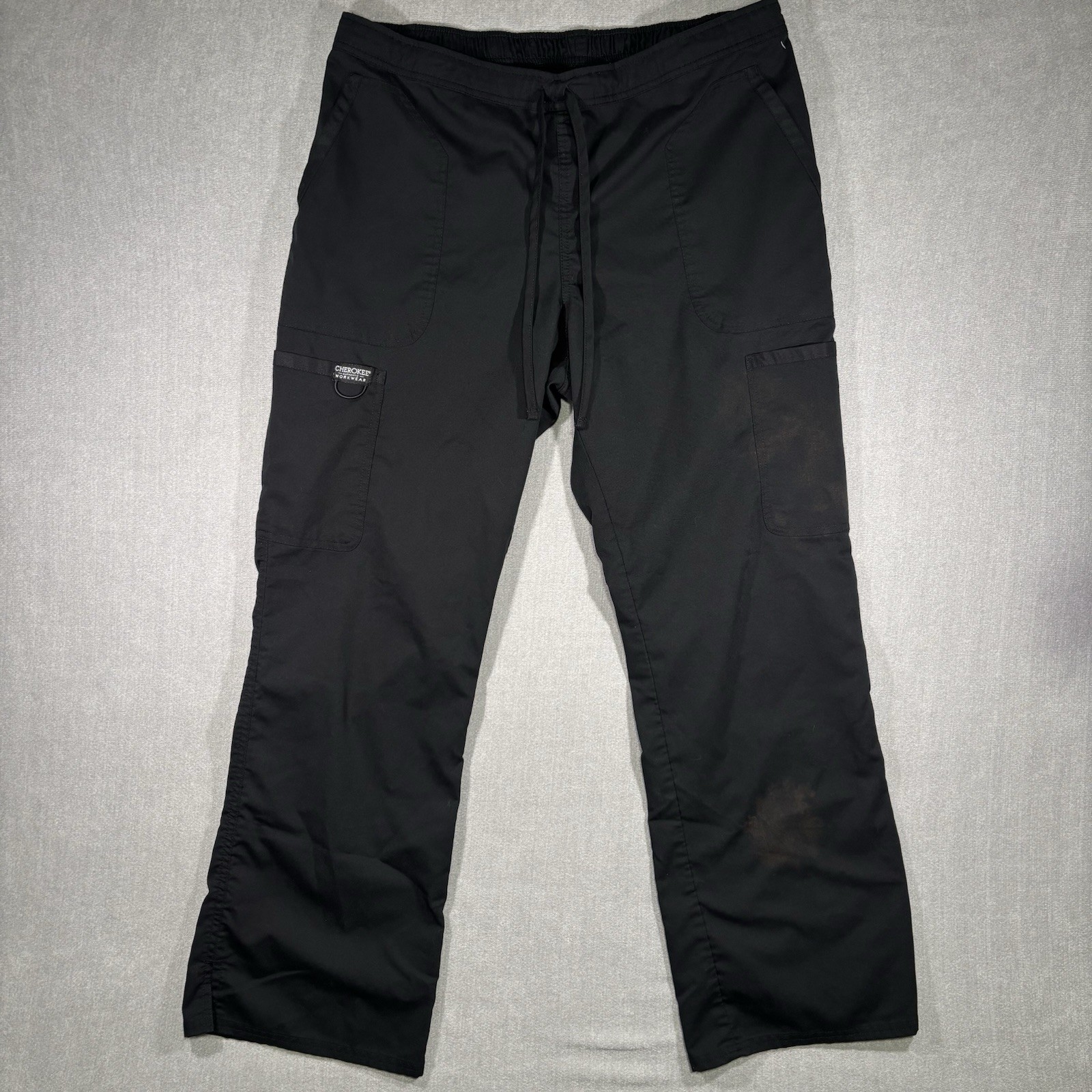 Cherokee Workwear WW120 Women’s Large Black Drawstring Cargo Scrub Pants Read
