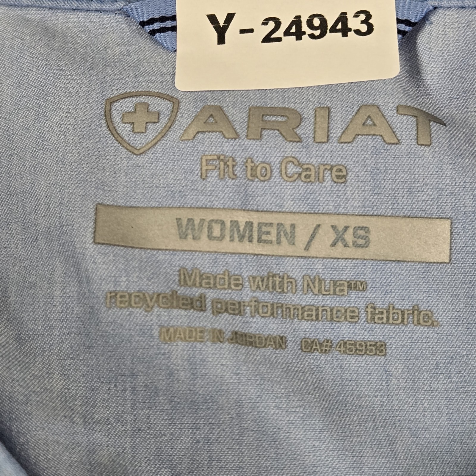 Ariat Women Scrub Top XS Blue Logo Embroidery Nua Short Sleeve