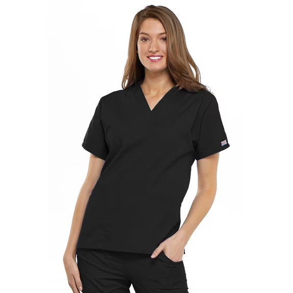 Lot of 2: Cherokee Workwear Women’s Black Size XXL V-Neck Scrub Tops 4700 NWT