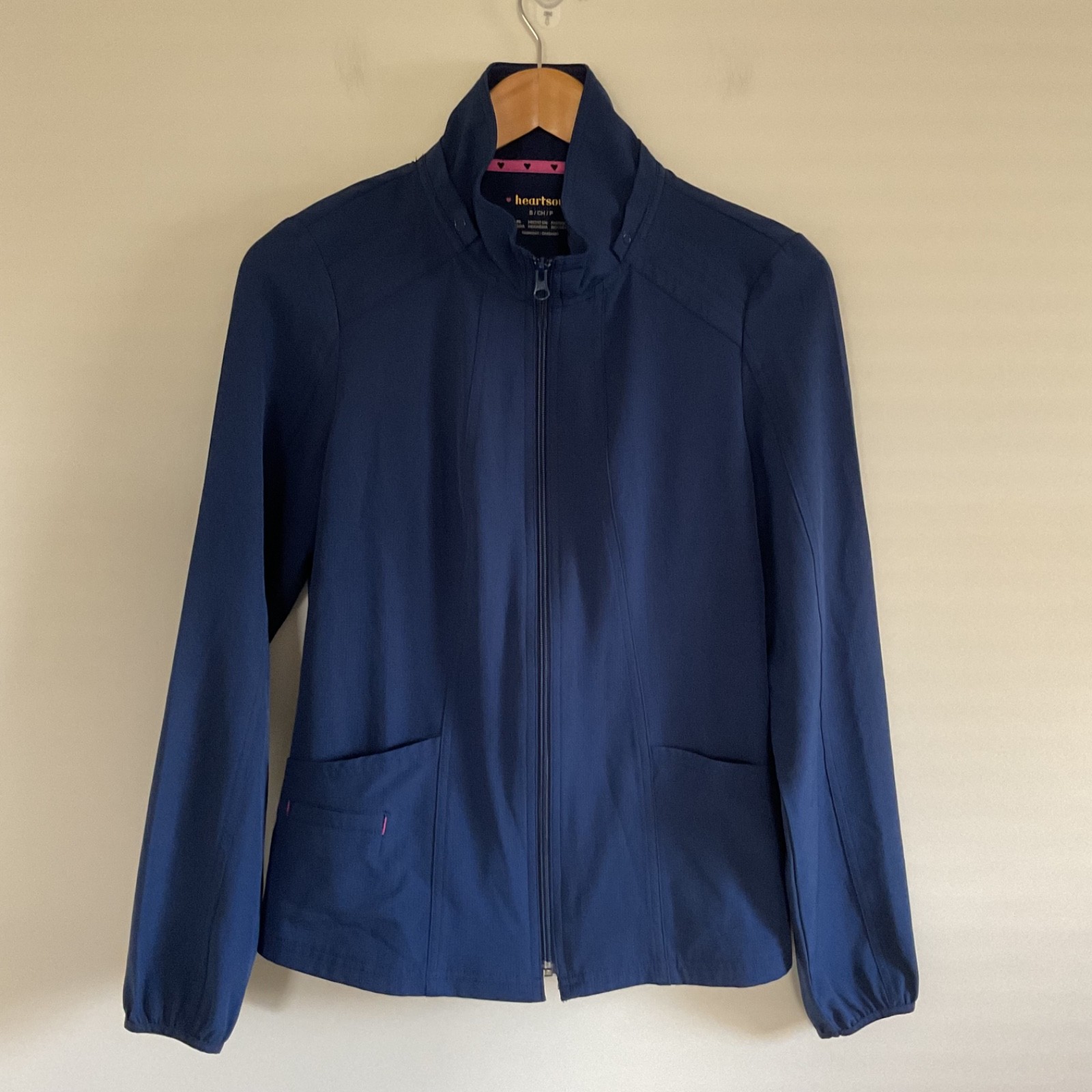 Lot Of 2 HeartSoul Break On Through Zip Front Warmup Scrub Jacket Sz S Navy Blue