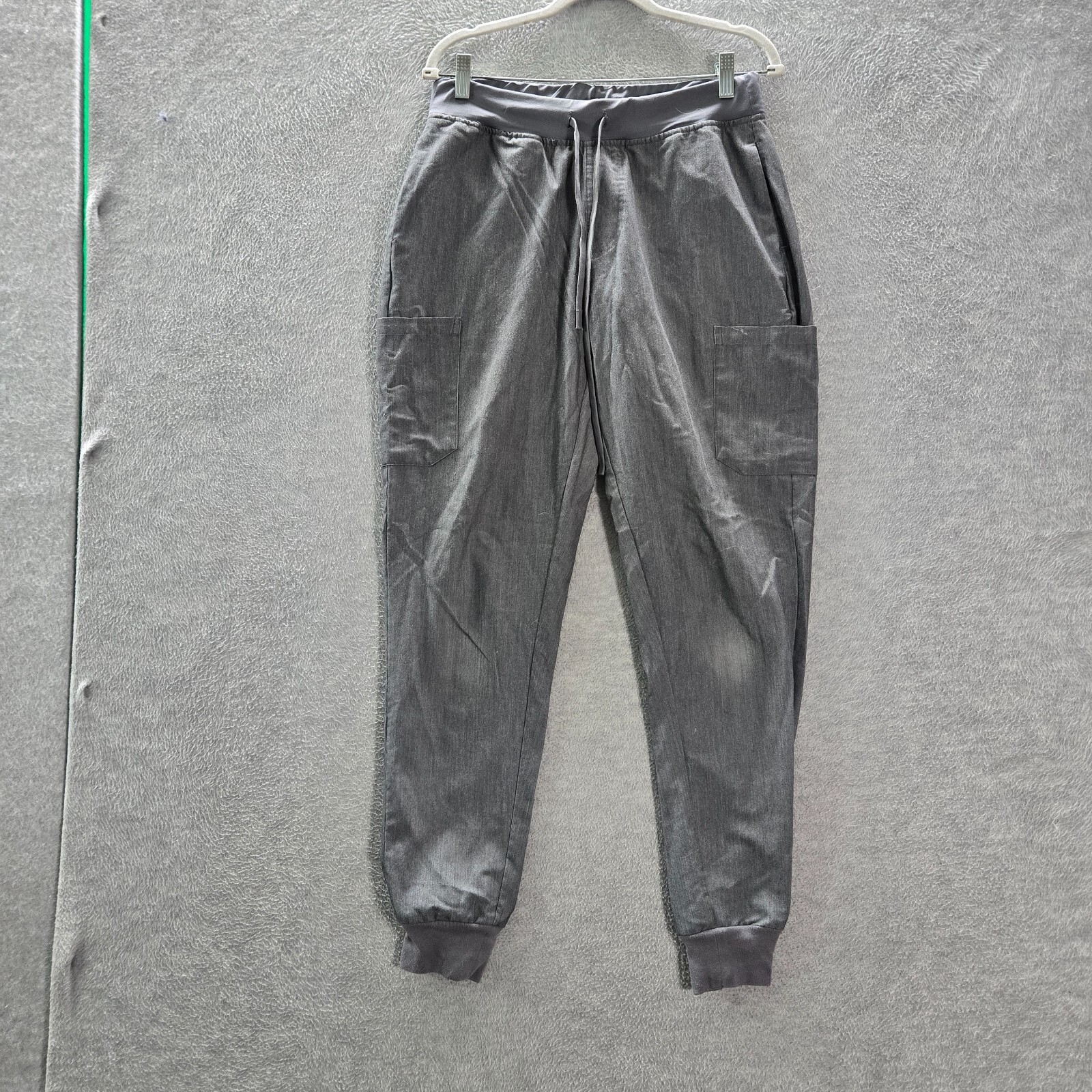 Mandala Women Scrub Bottoms Medium Tall Gray Jogger High Rise Drawstring Pants