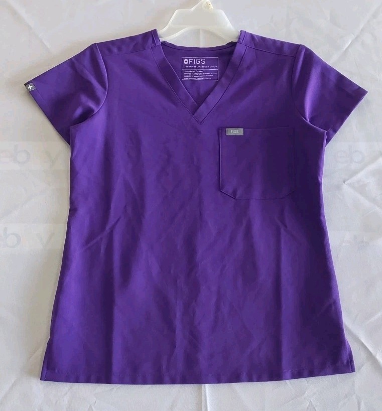 Figs Catering Technical Collection Scrub Top One Pocket Purple Dawn Size XXS