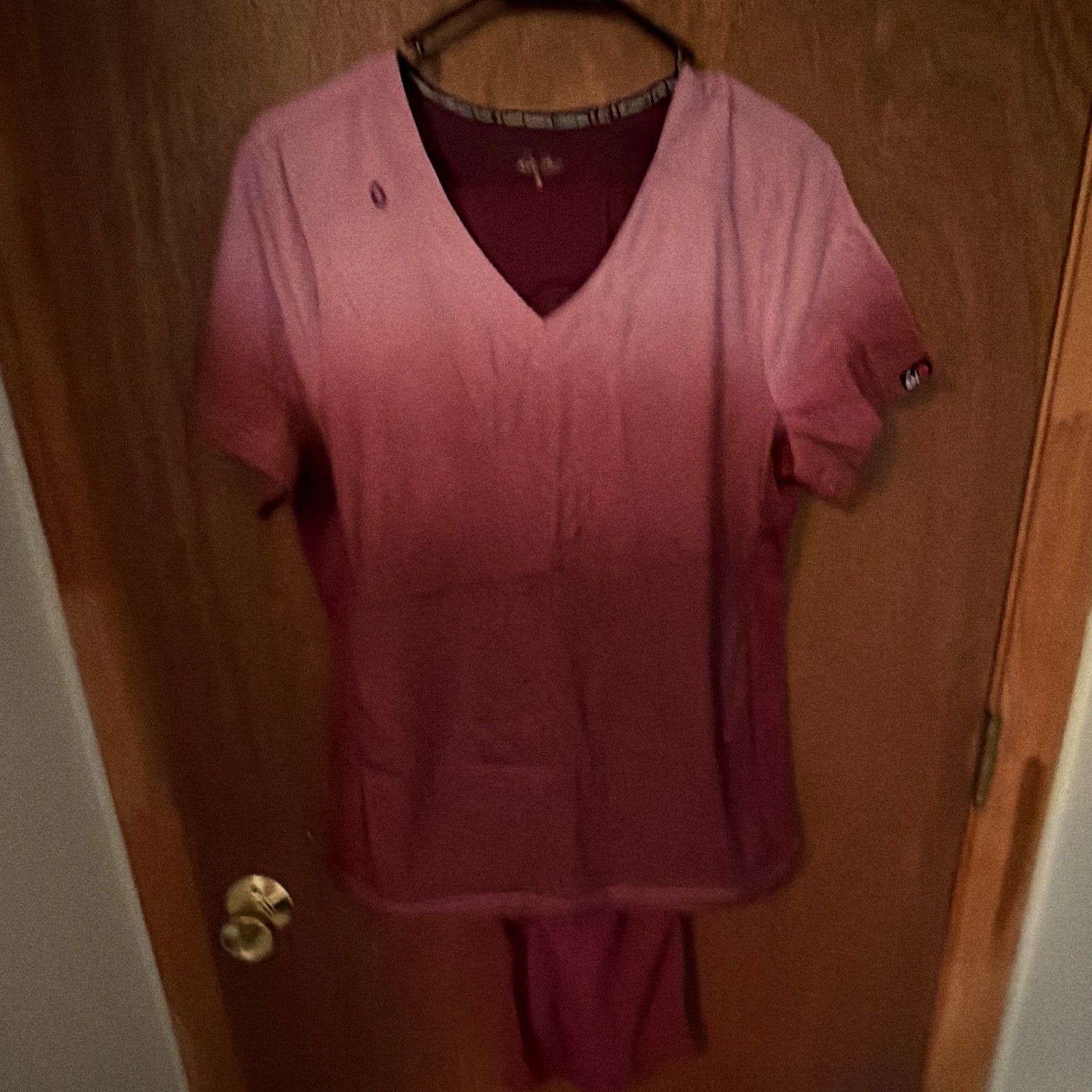 koi lite Women’s Pink Solid Medical Scrub Set V-Neck S Top XS Pants Polyester