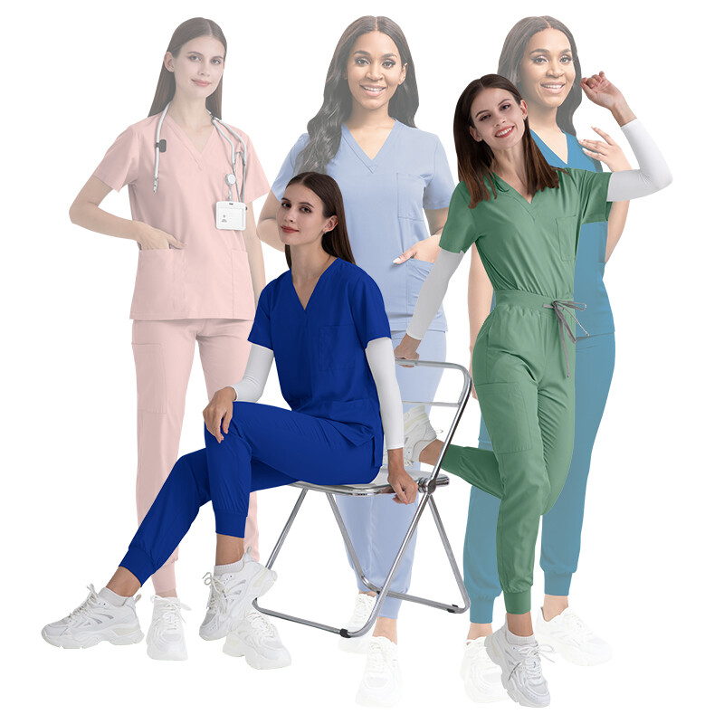 Women’s Medical Scrub Set: Stretch V-Neck Top & Jogger Pants