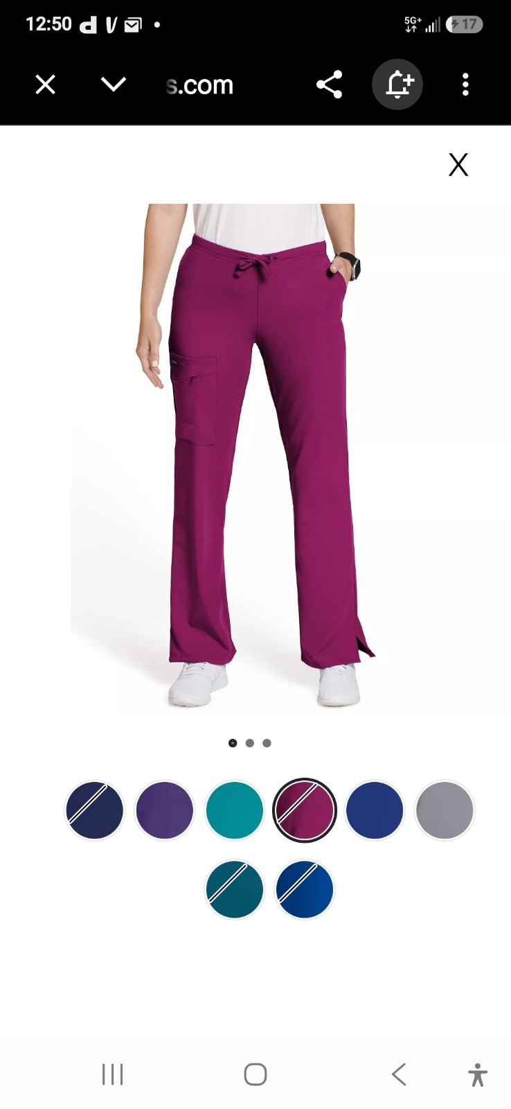 Jockey Scrubs Set Women’s XL Plumberry V-Neck Top & 4-Pocket Cargo Pants Stretch