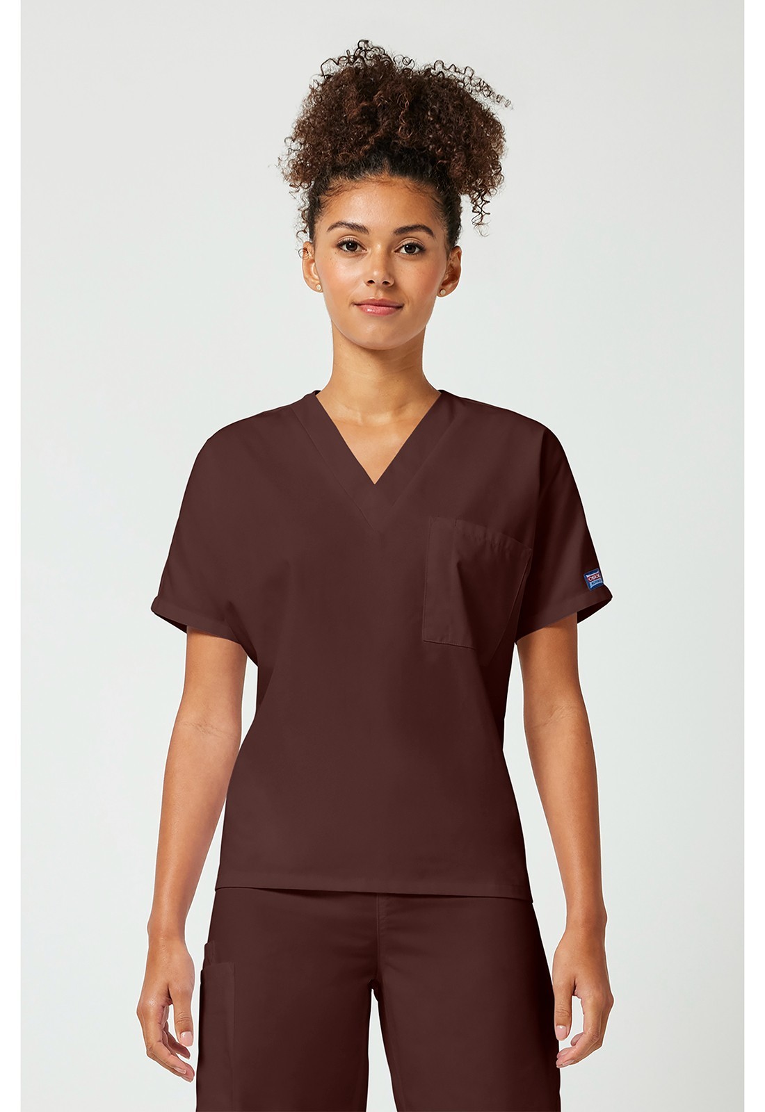 Cherokee Scrubs Unisex Workwear V Neck Scrub Top 4777 Chocolate XS to 5XL