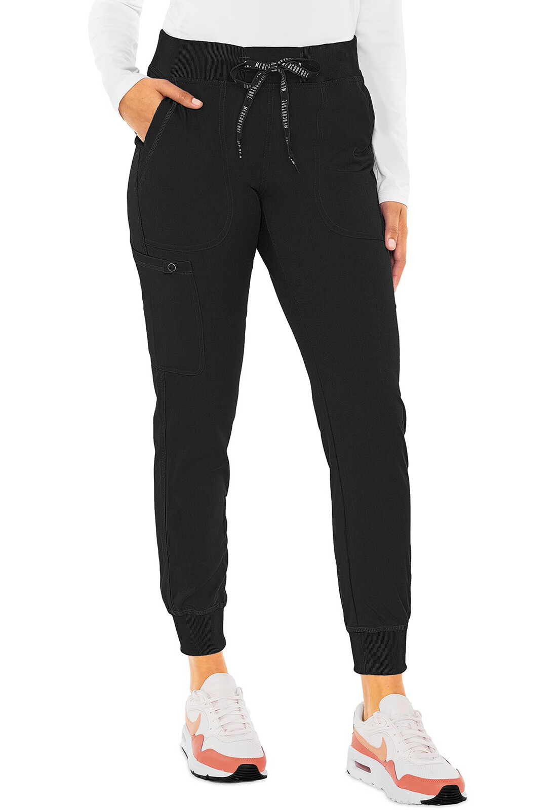 Med Couture Scrubs Women’s Jogger Yoga Pant MC7710 BLK Black Free Ship