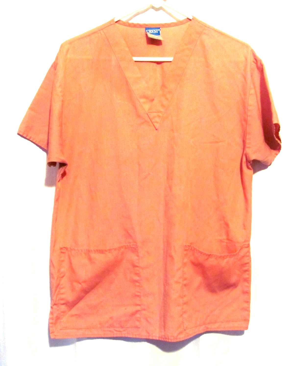 CREST Women’s Size Small Pink Short Sleeve Scrub Top, V-Neck Pullover