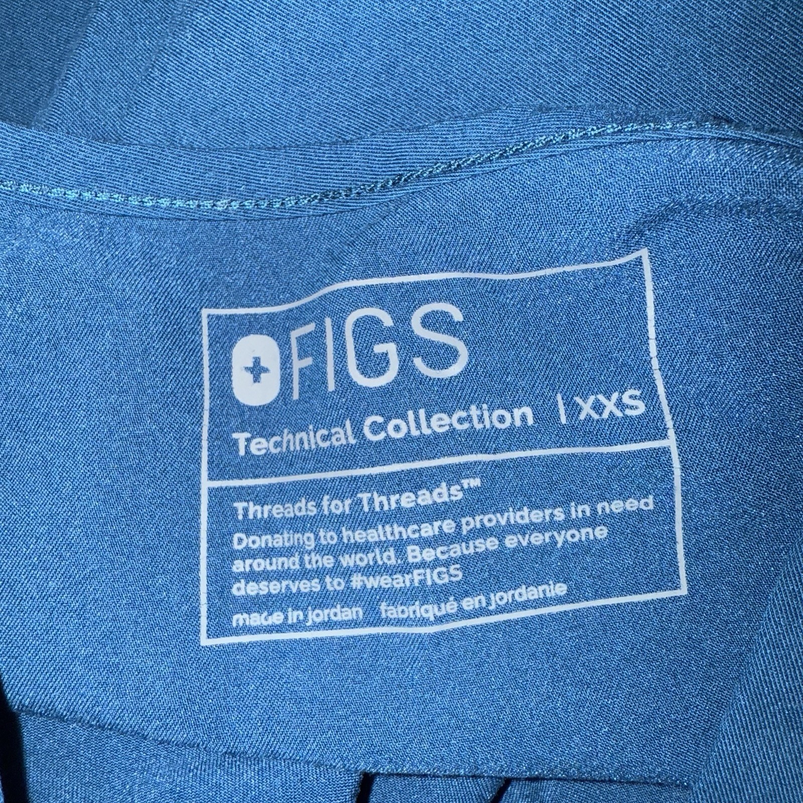 FIGS Catarina One Pocket Scrub Top Pacific Blue Women’s Size XXS Short Sleeves