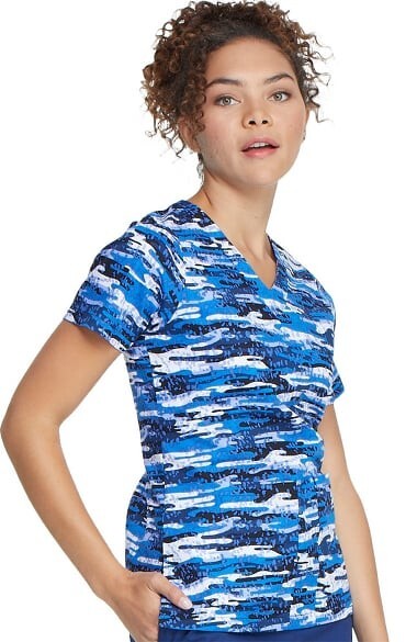 ALL HEART SCRUB TOP BLUE CAMO-SIZE SML