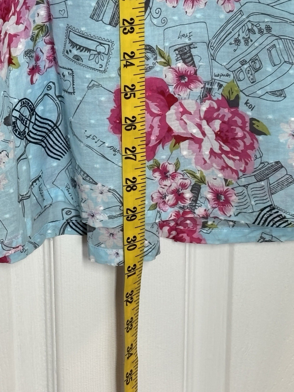 Koi Scrub Top Womens 2X Blue Pink Floral Paris Lightweight Nursing Medical NEW