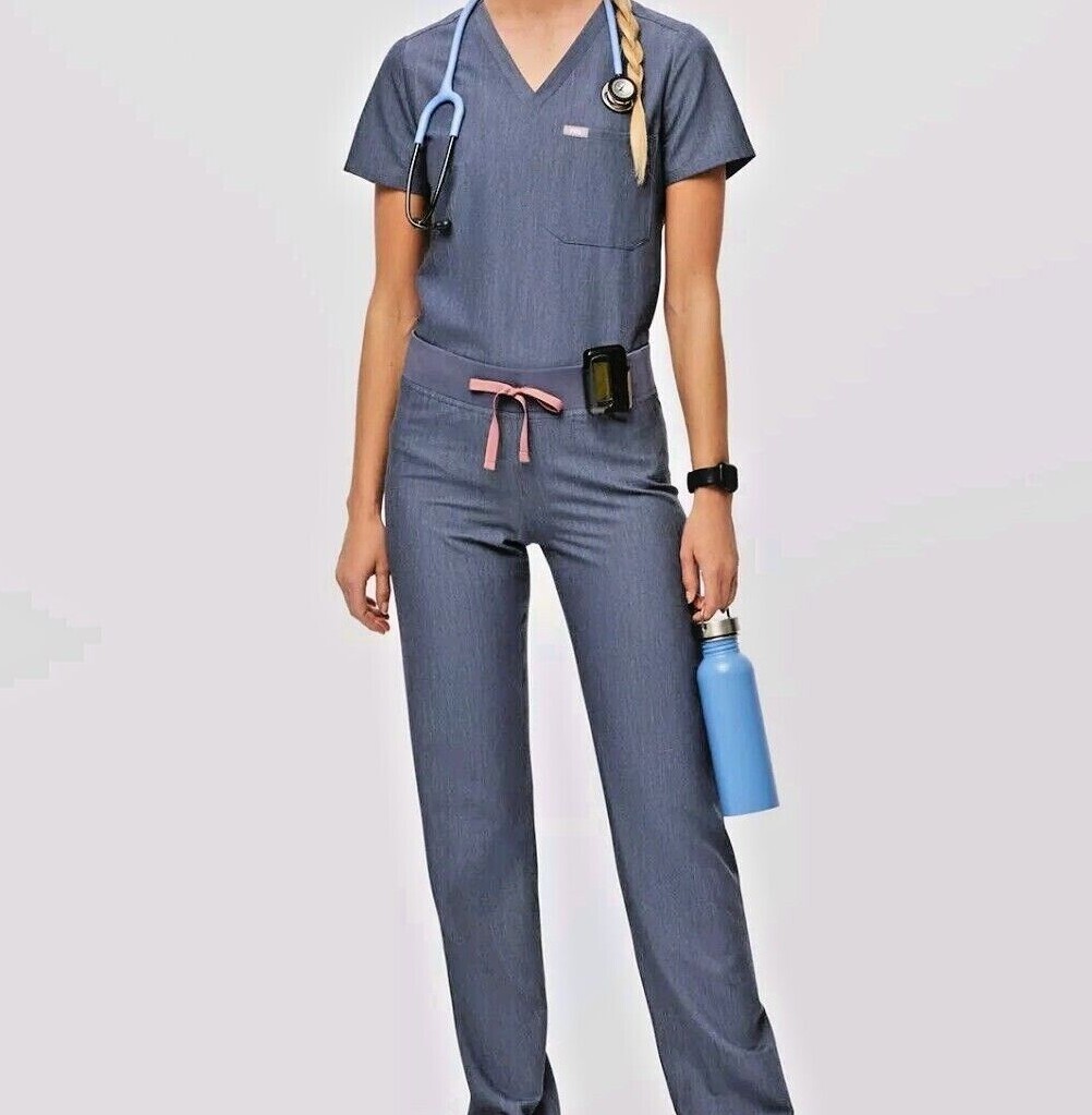 Figs Women’s Heather Denim Scrub Set Top & Pants YOU SELECT THE STYLE Size XXS-S
