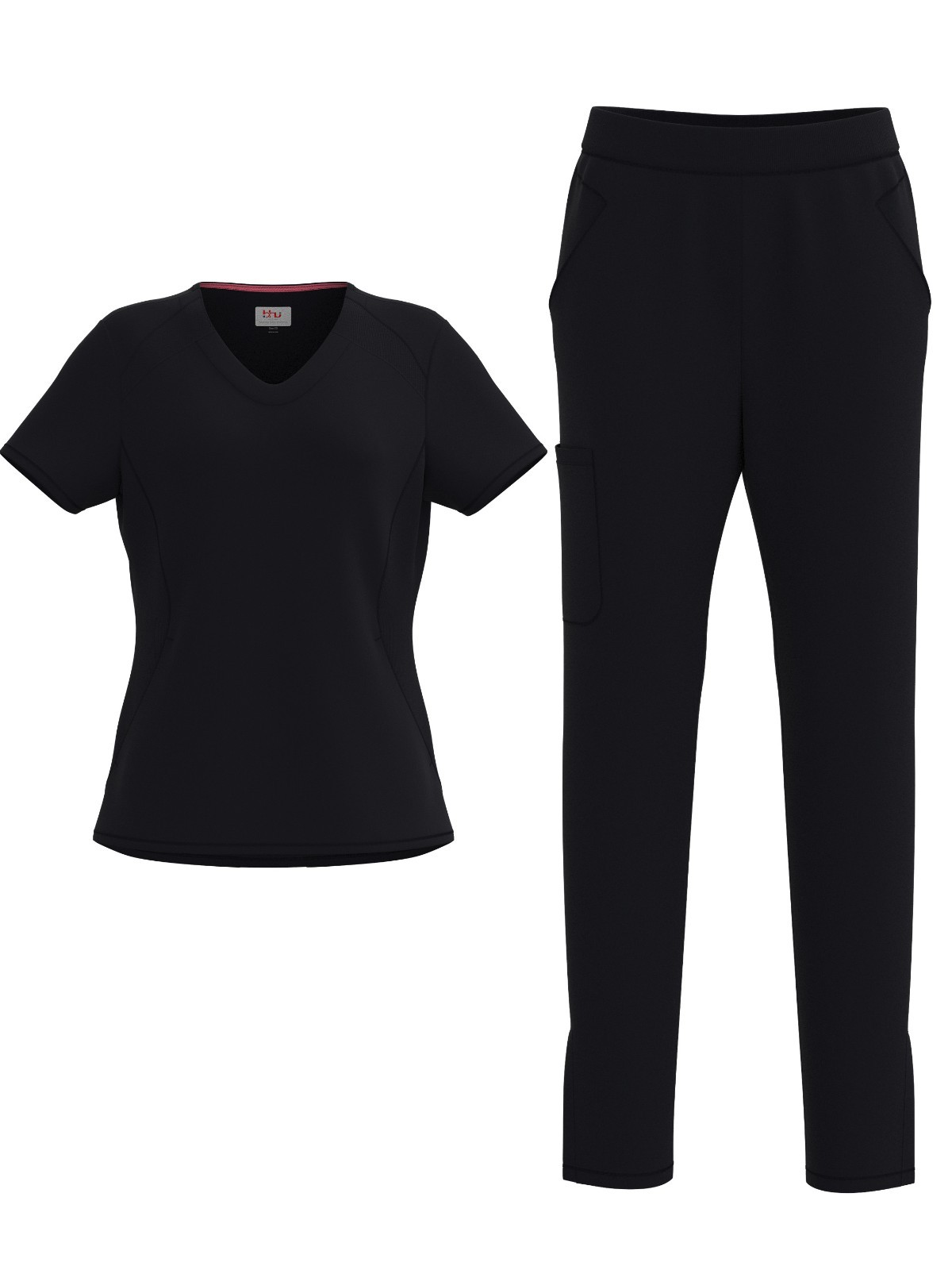 Women’s 4 Way STRETCH Panel Side Top with Slit Zipper Scrub Pants