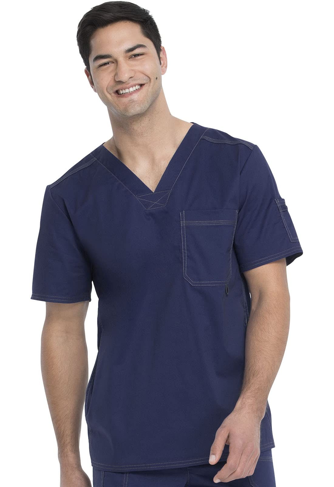 Dickies mens, Flex Utility V-neck medical scrubs shirts, Navy, Size: M US
