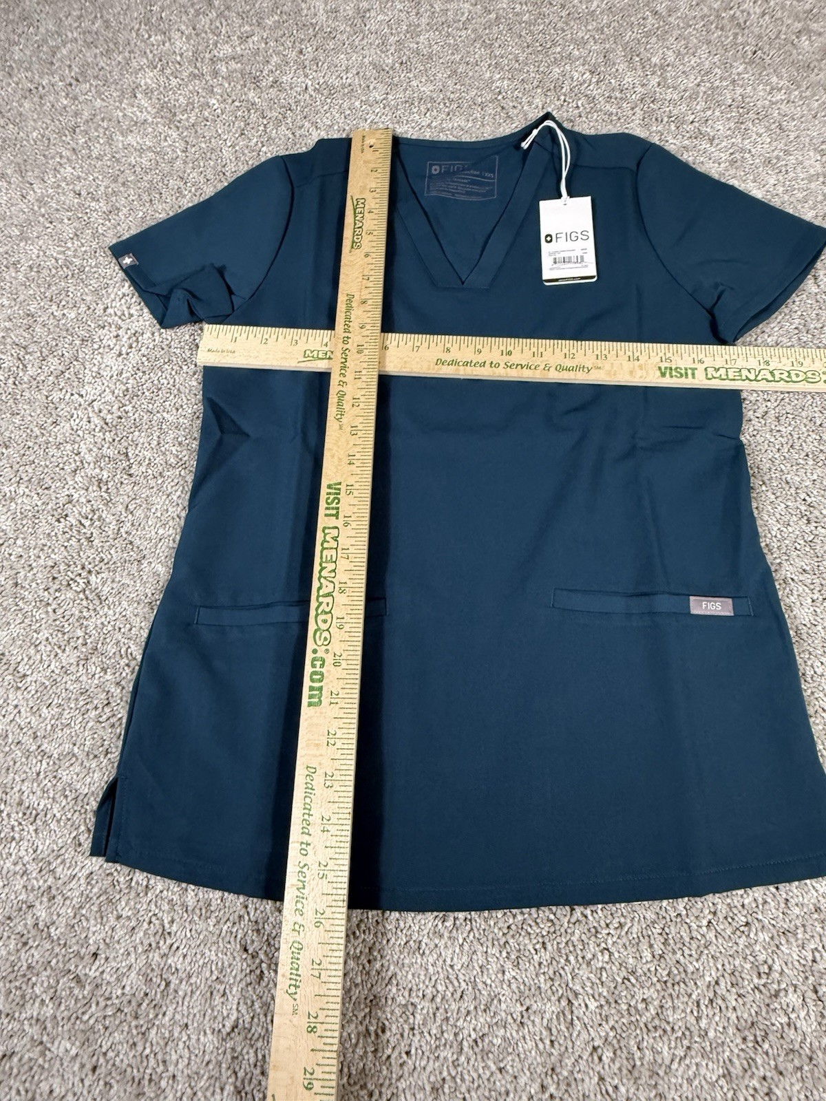 FIGS Scrub Top Casma Womens XXS Teal Blue Pullover Short Sleeve V-Neck