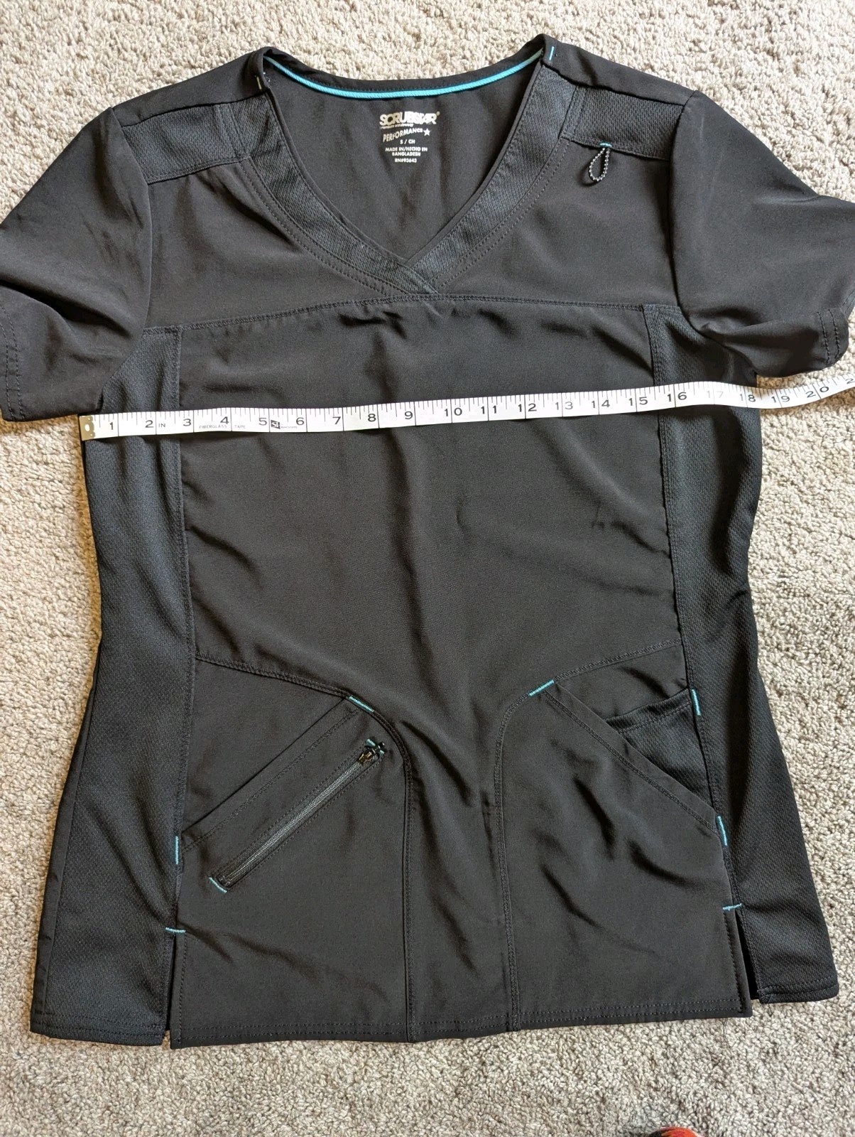 Women’s Scrubstar Set XS Pants Small Top Black with Teal Accents