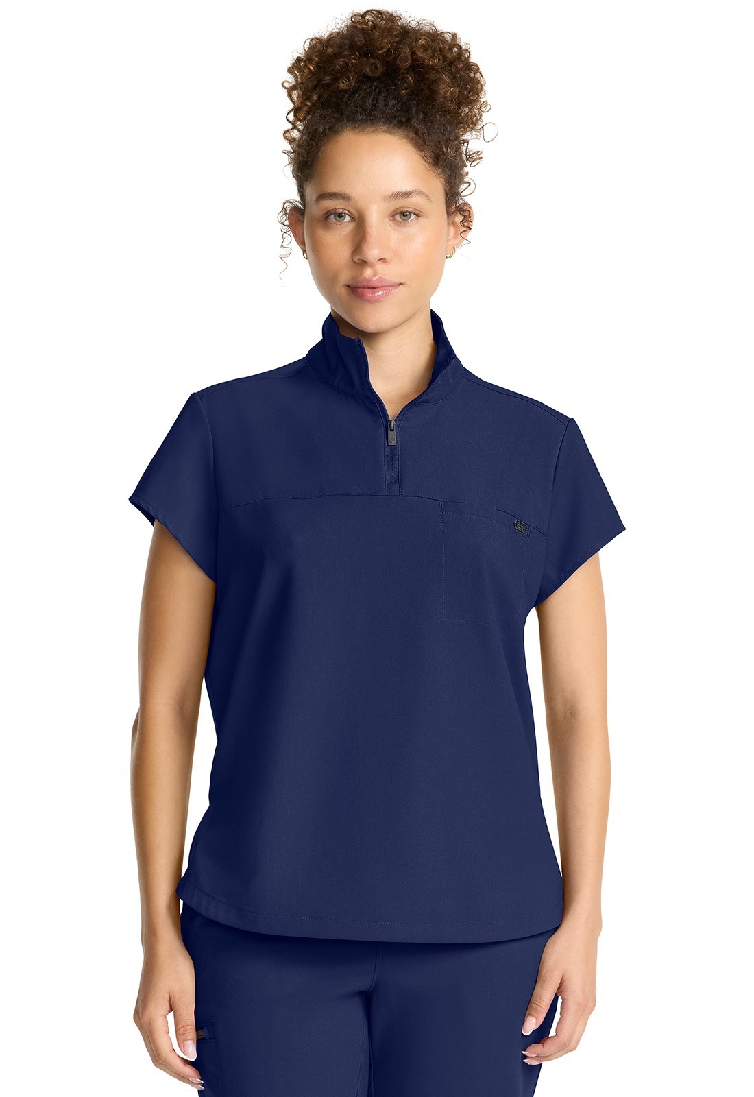 Healing Hands Scrubs Women’s Partial Zip Stand Collar Top HH752 NAVN Navy