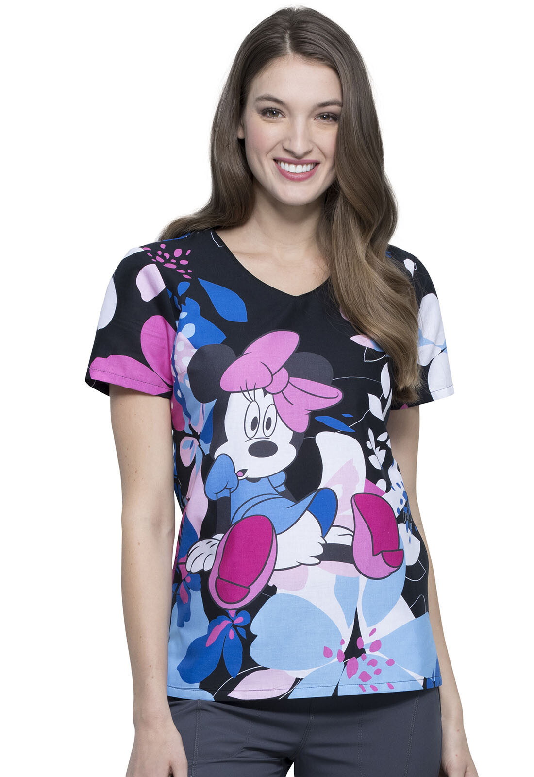 Minne Mouse Cherokee Scrubs Tooniforms Disney V Neck Top TF626 MNOO