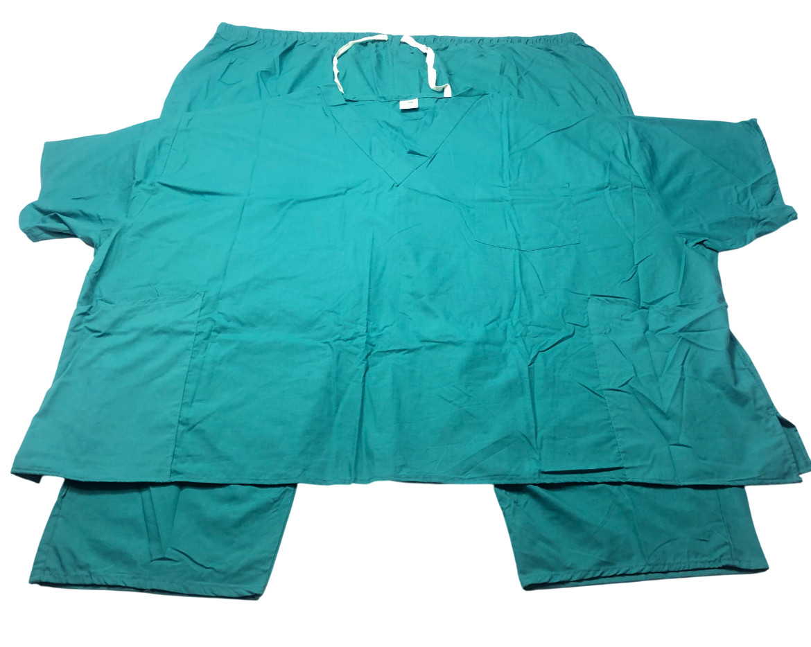 Scrub Set Unisex (10X) Teal Green 6 Pockets Short Sleeves Elastic Waistband NWOT