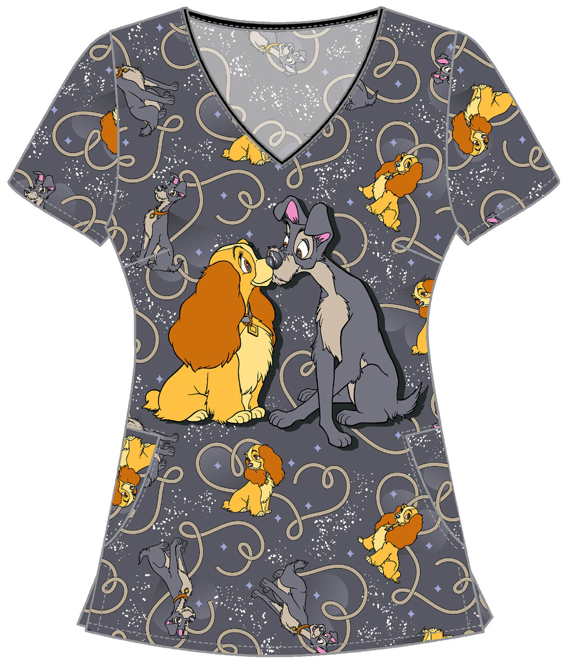 Lady and The Tramp Cherokee Scrubs Tooniforms V Neck Top TF626 LACN