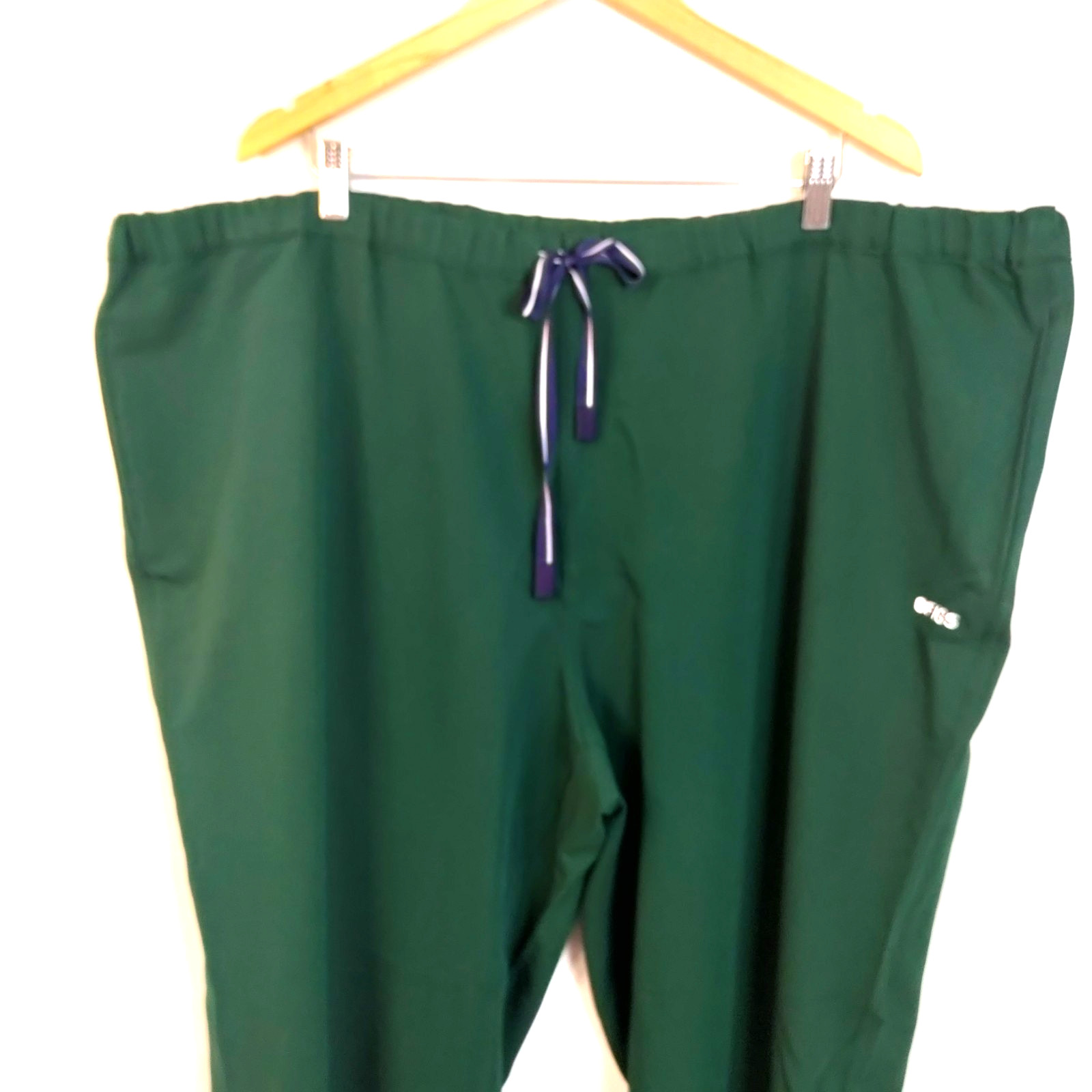 NWT Figs 5XLS Hunter Green Racing Pisco Straight Leg Elastic Waist Drawstring