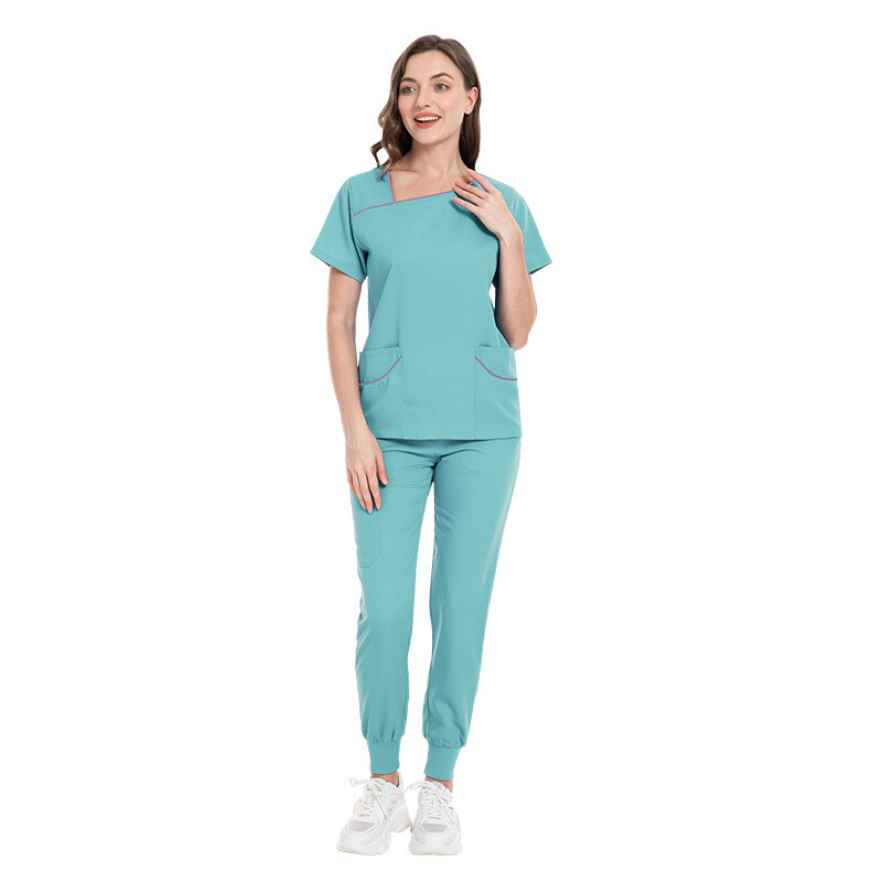 Stretch Jogger Scrub Set Women Top Pants Nurse Medical Hospital Uniform Workwear