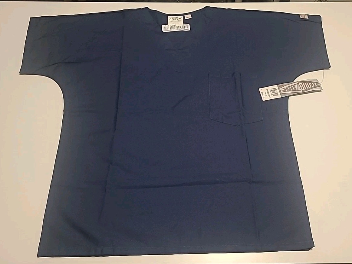 Landau Scrub Zone Unisex Scrubs Sz Med V-Neck Navy Pocket