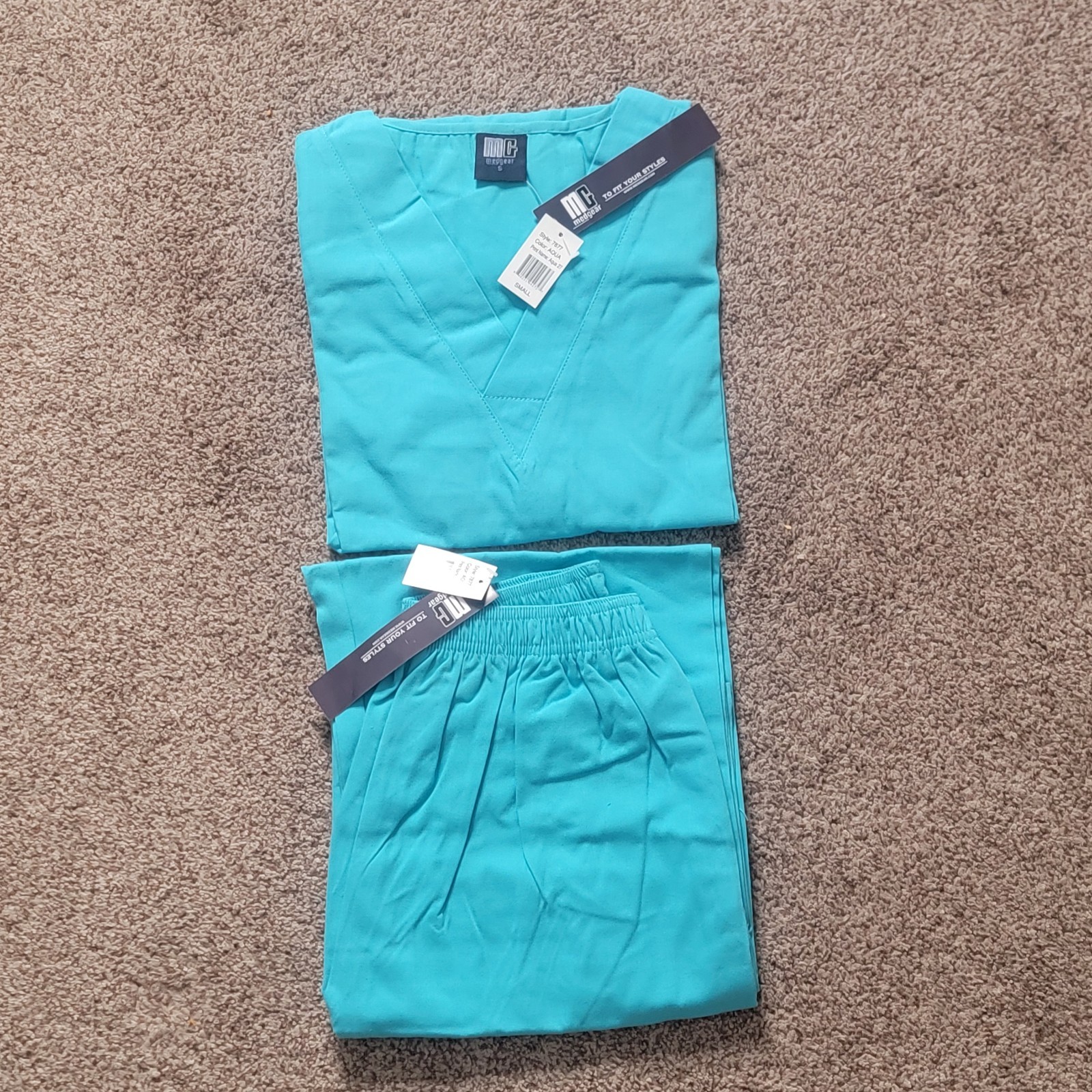 Medgear Unisex Scrub Set Top and Pants Nurse Uniforms 7877 Aqua Blue – Women Men