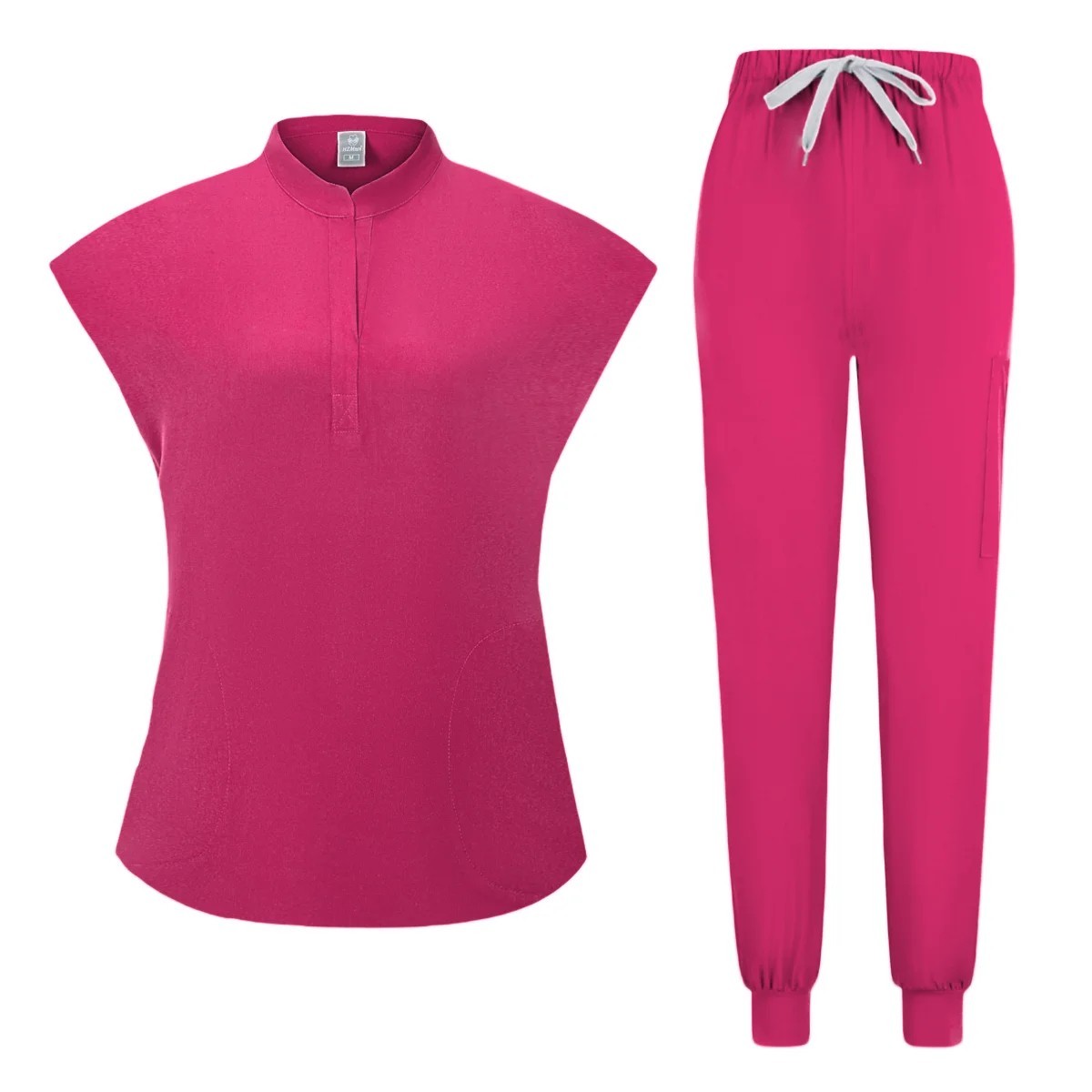Women’s Sleeveless Medical Scrub Set Nursing Uniform Top Jogger Pants