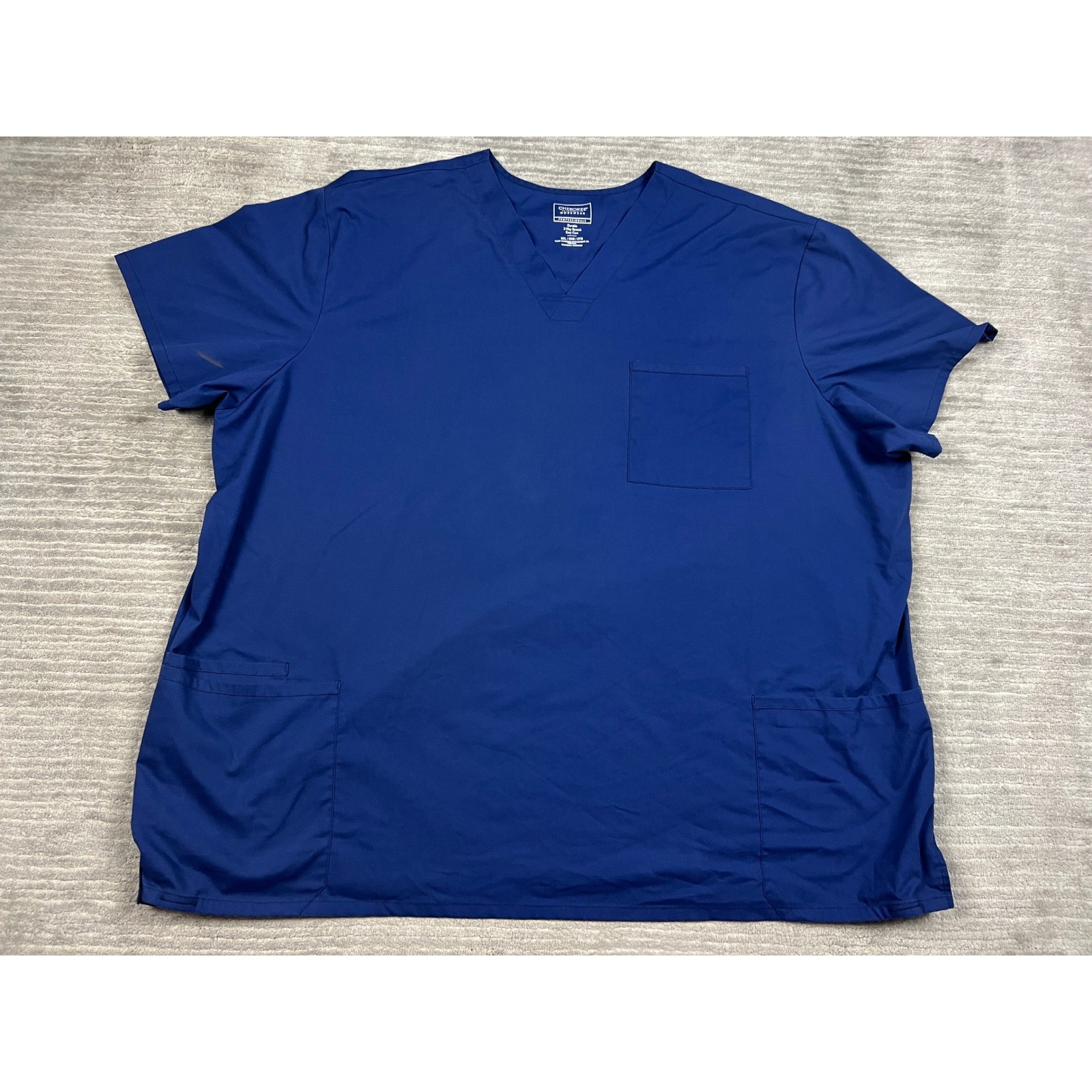 Cherokee Scrub Top Mens 5XL Blue WW695T Workwear Professionals V-Neck Stretch