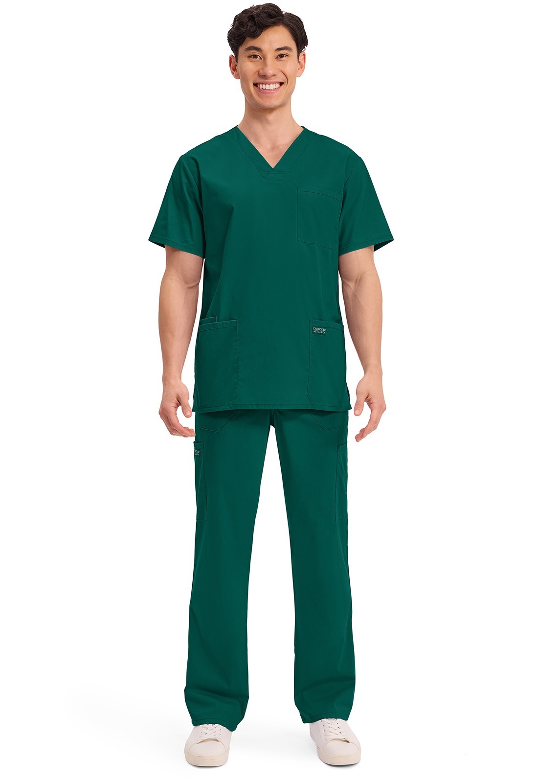 Scrubs Cherokee Workwear Men V Neck Tall Top WW695T HUN Hunter Green Free Ship