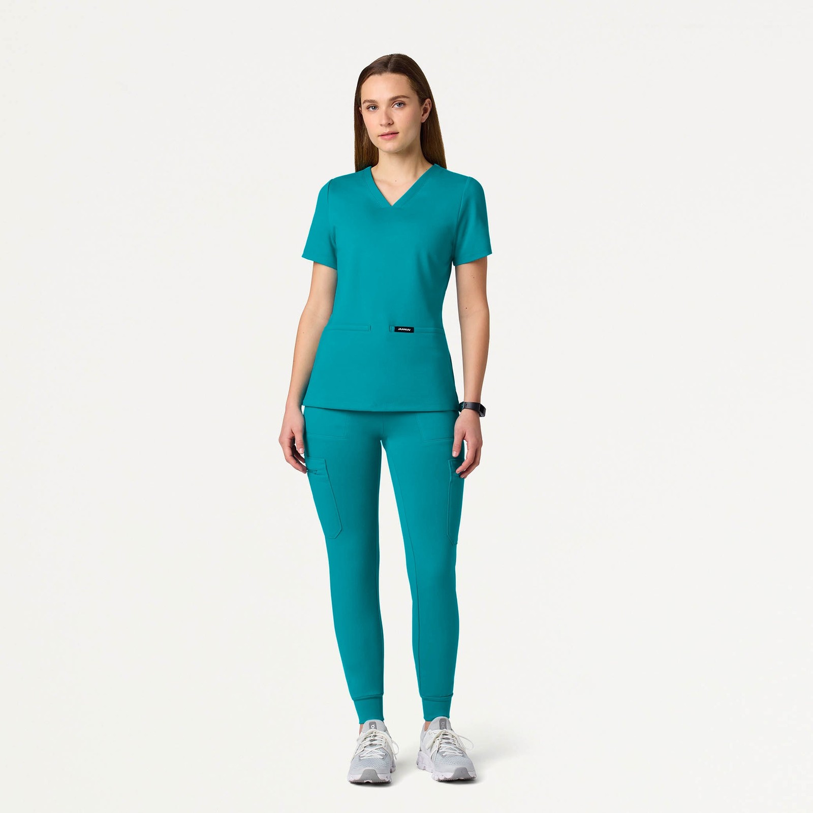 JAANUU Kait 10-Pocket Skinny UltraSOFT Scrub Jogger Teal Size 3X Regular