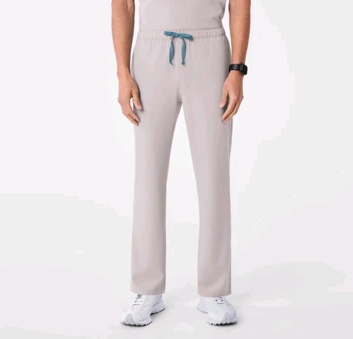 BRAND NEW! Figs Pisco Basic Scrub Pants MENS BEIGE w Neon Yellow Drawstring 4XLS