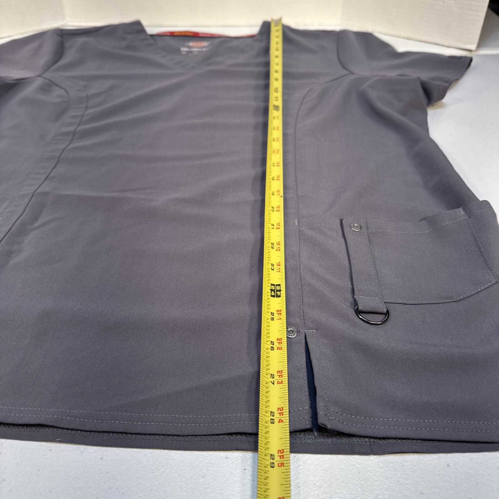 Dickies Womens Gray Scrubs V-Neck Workwear Pullover Top Shirt 2X, Stretch