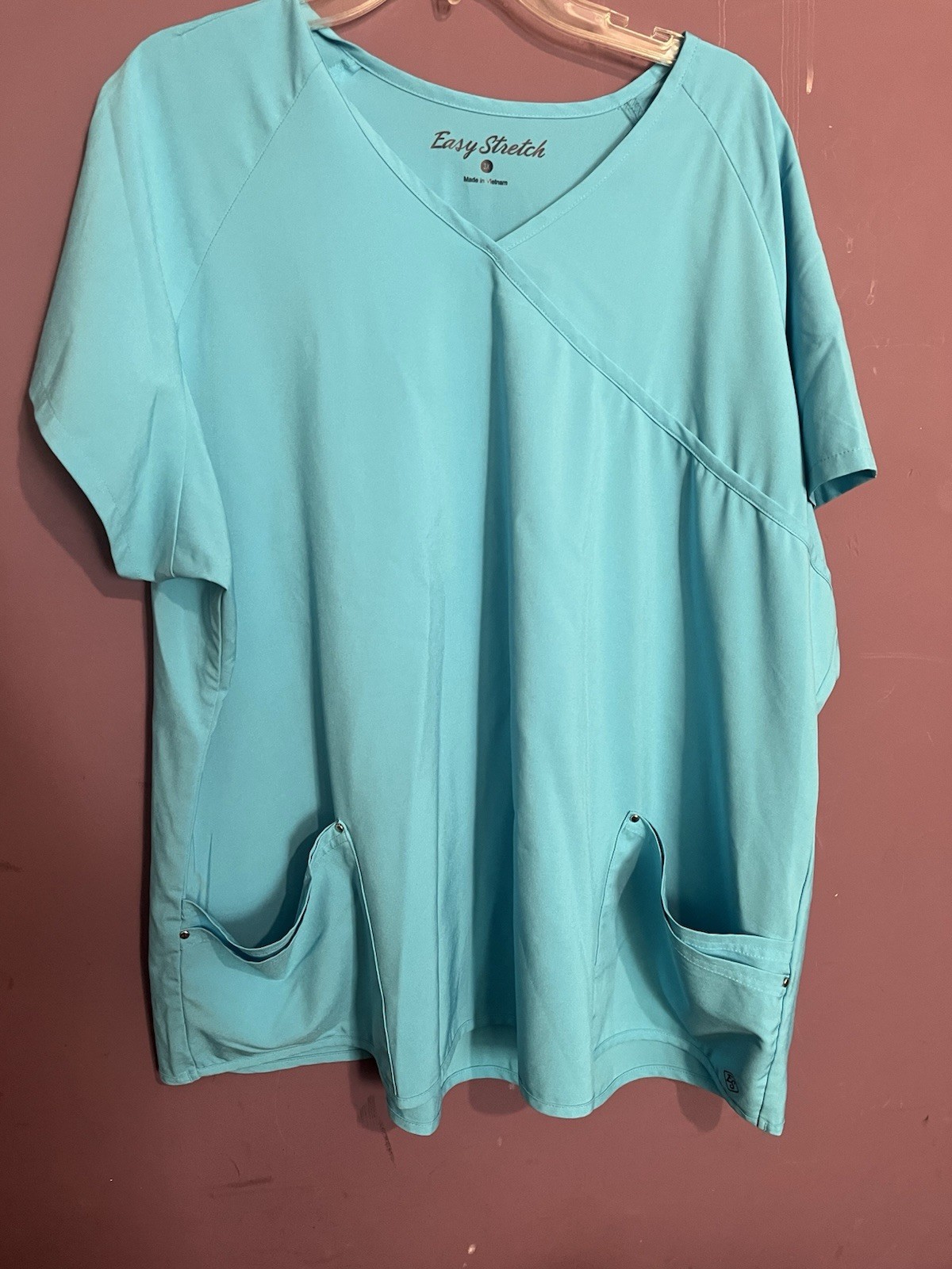 Easy Stretch Turquoise Scrub Top Shirt 4 Pocket Womens Scrubs Size 3X
