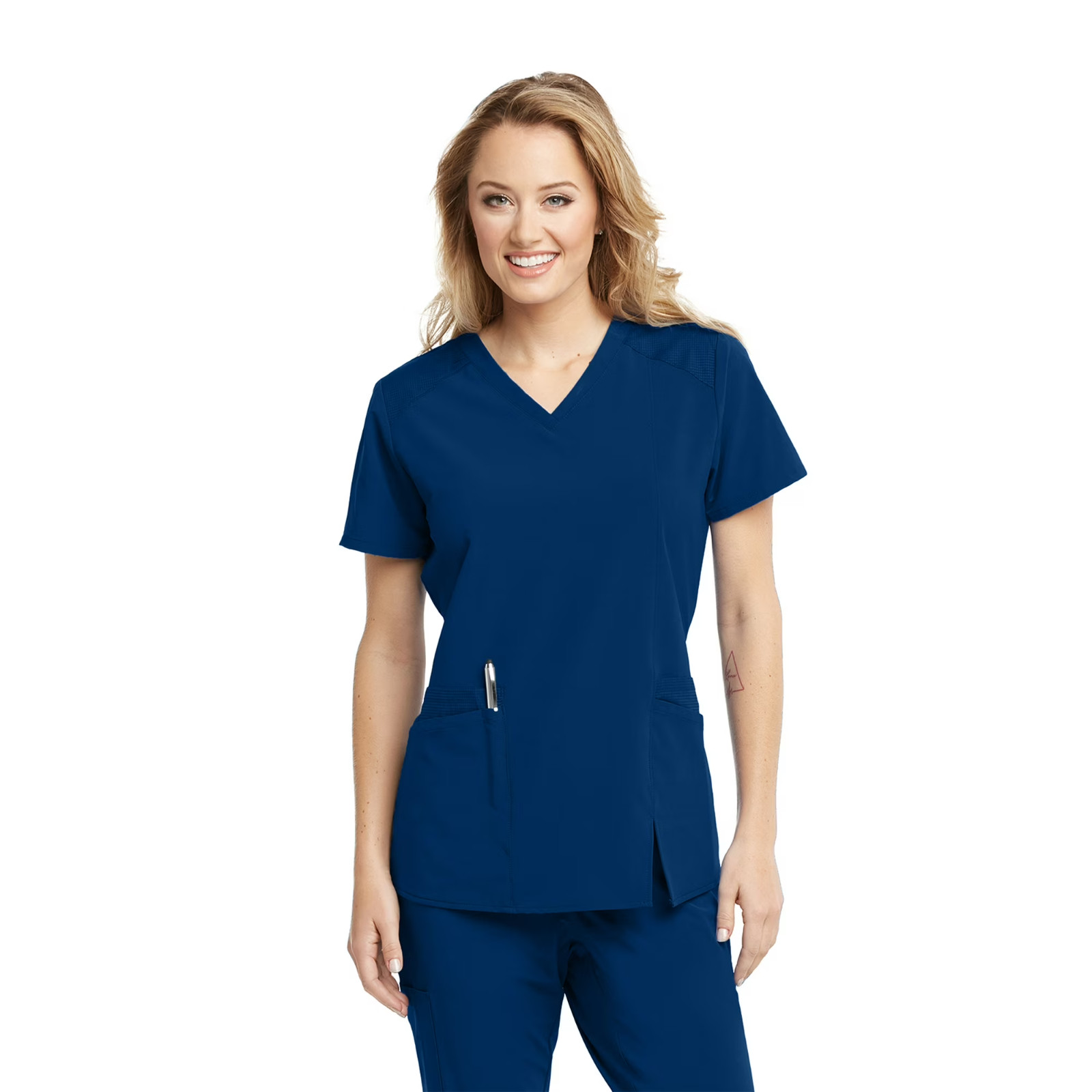 BARCO ONE WELLNESS WOMENS V-NECK SCRUB TOP IN NAVY BLUE ALL SIZES #BWT012 NWT