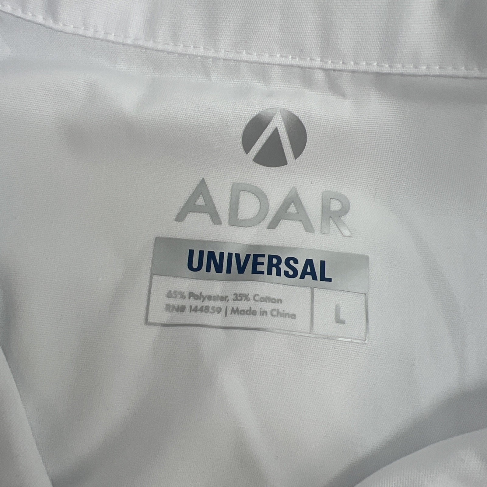 Adar Men Short Sleeve Medical Scrub Nursing Front Zipper White Jacket Large NWT