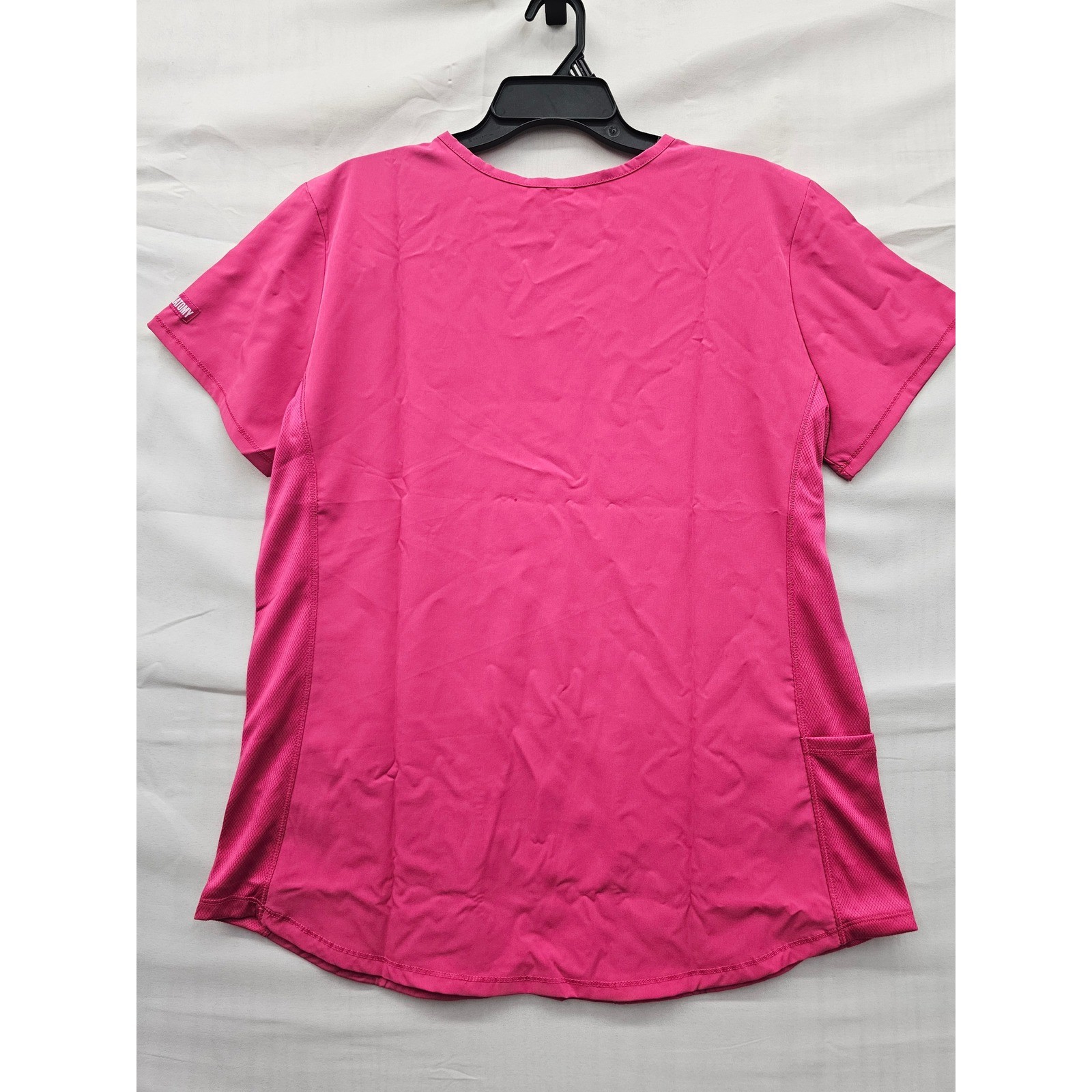 Greys Anatomy Womens V-Neck Scrub Top Fuchsia Polyester Blend Relaxed Size Large